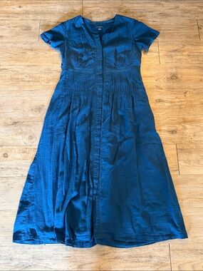 April Cornell Deep Blue Button-Front Maxi Dress XS